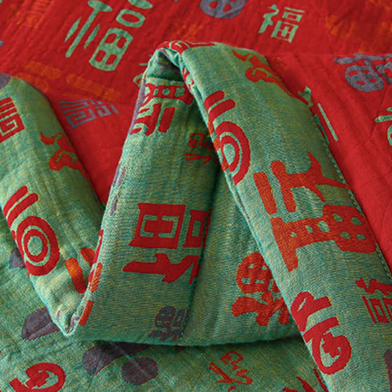 Retro Auspicious Reversible Summer Cotton Quilt