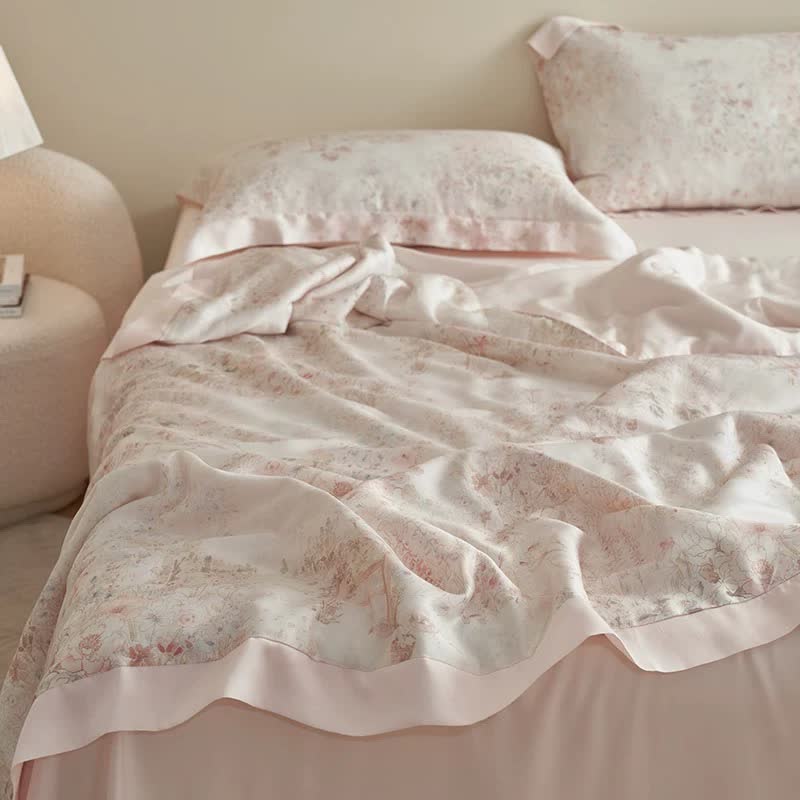 Pastoral Pink Floral Summer Bedding Set(4pcs)