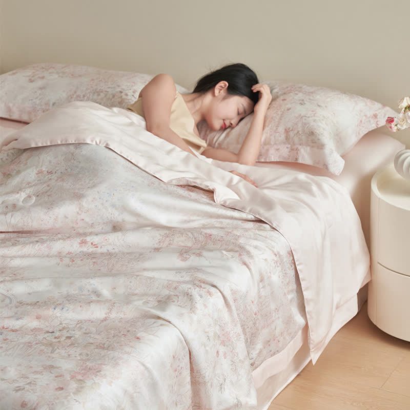 Pastoral Pink Floral Summer Bedding Set(4pcs)