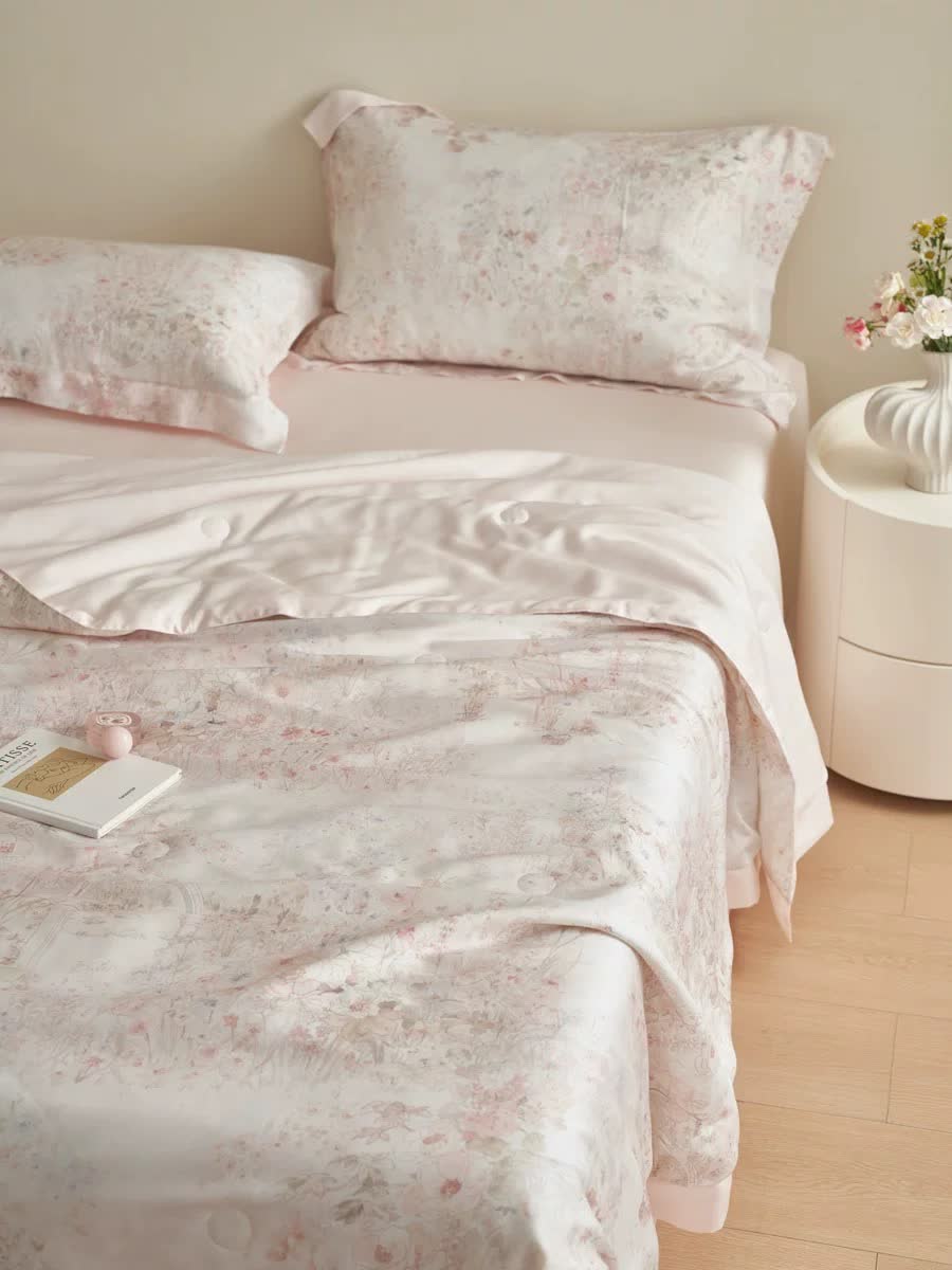 Pastoral Pink Floral Summer Bedding Set(4pcs)
