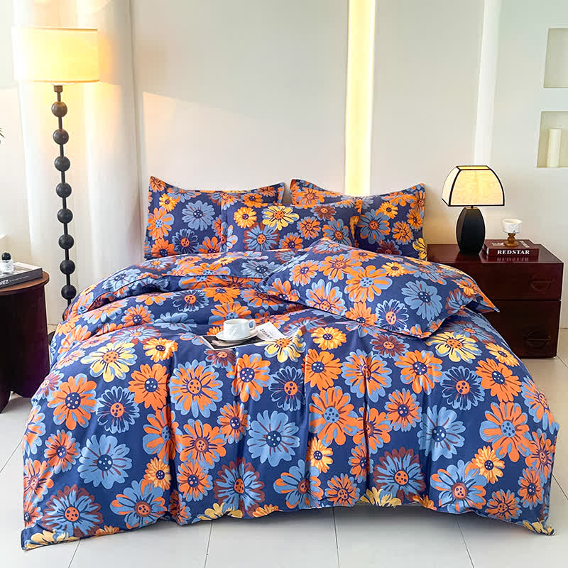Retro Daisy Soft Cotton Gauze Bedding Set(4PCS)