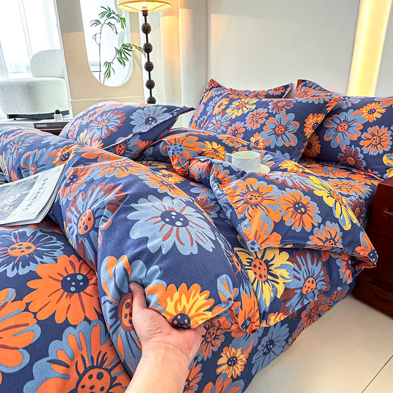 Retro Daisy Soft Cotton Gauze Bedding Set(4PCS)