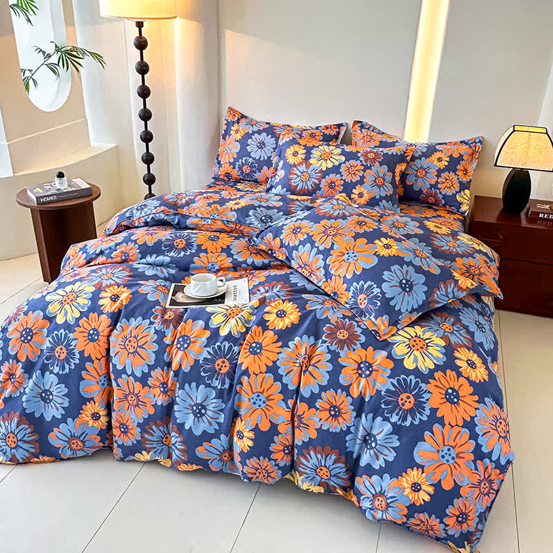 Retro Daisy Soft Cotton Gauze Bedding Set(4PCS)