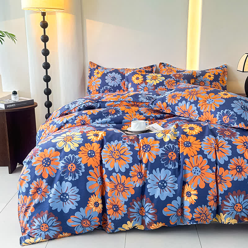 Retro Daisy Soft Cotton Gauze Bedding Set(4PCS)