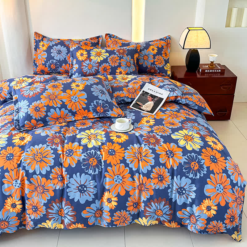 Retro Daisy Soft Cotton Gauze Bedding Set(4PCS)