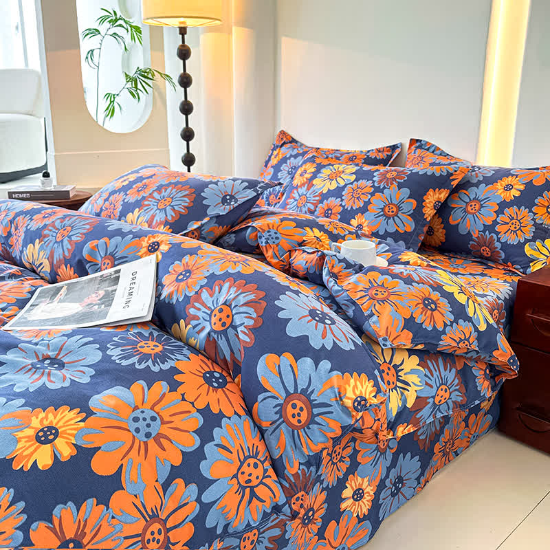 Retro Daisy Soft Cotton Gauze Bedding Set(4PCS)
