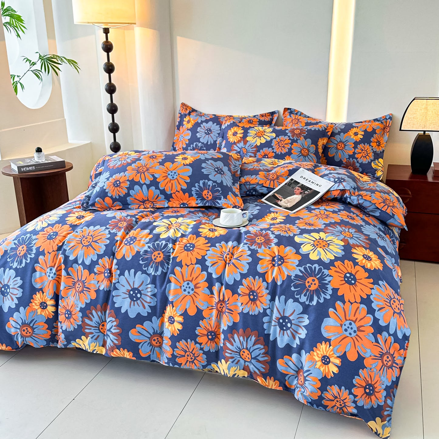 Retro Daisy Soft Cotton Gauze Bedding Set(4PCS)
