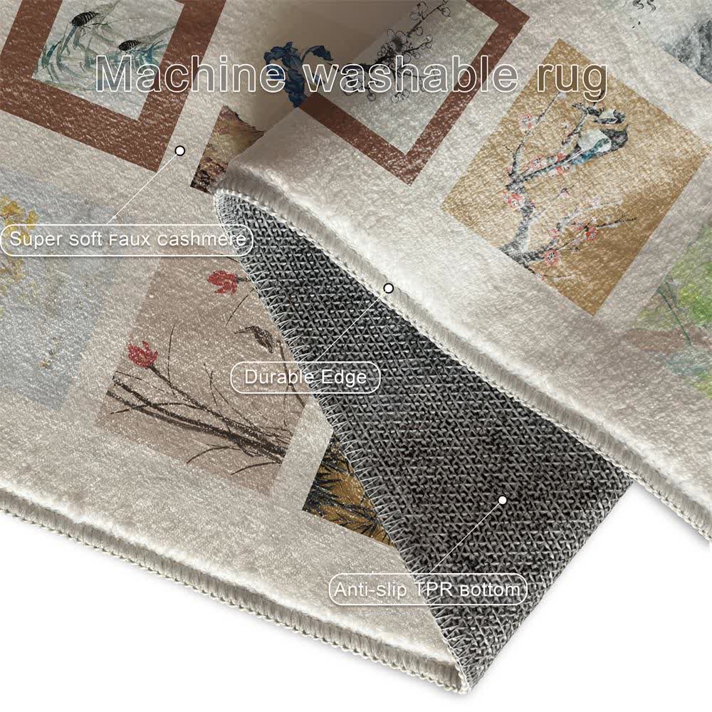 Floral Bird Soft Anti-slip Washable Area Rug