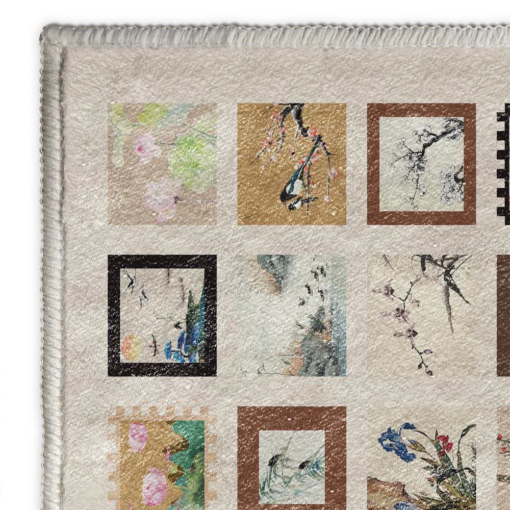 Floral Bird Soft Anti-slip Washable Area Rug