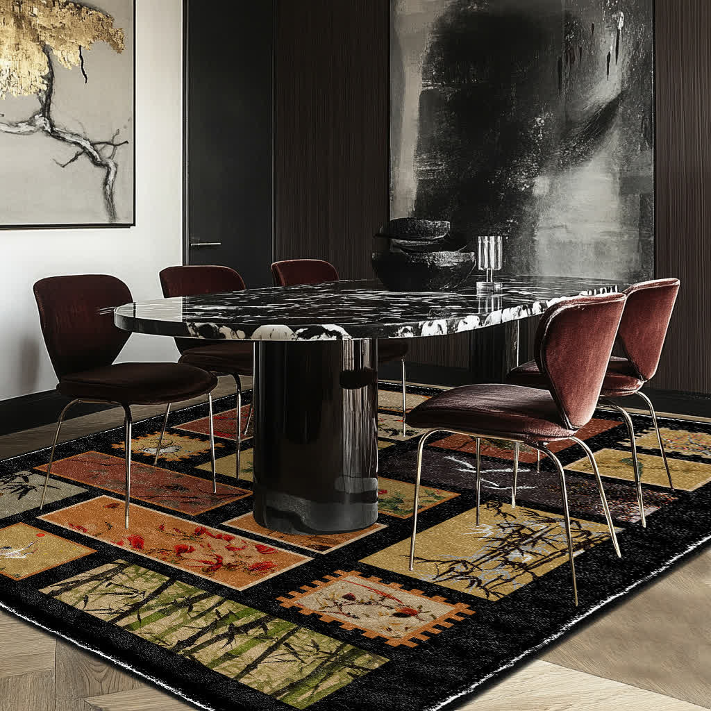 Floral Bird Soft Anti-slip Washable Area Rug
