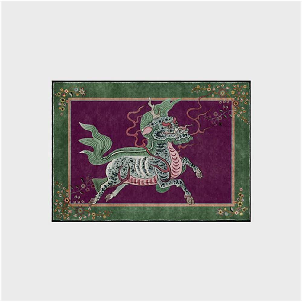 Oriental Retro Kirin Washable Soft Area Rug