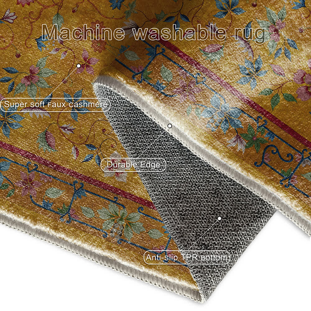 Anti-slip Washable Soft Vintage Floral Area Rug - image 6