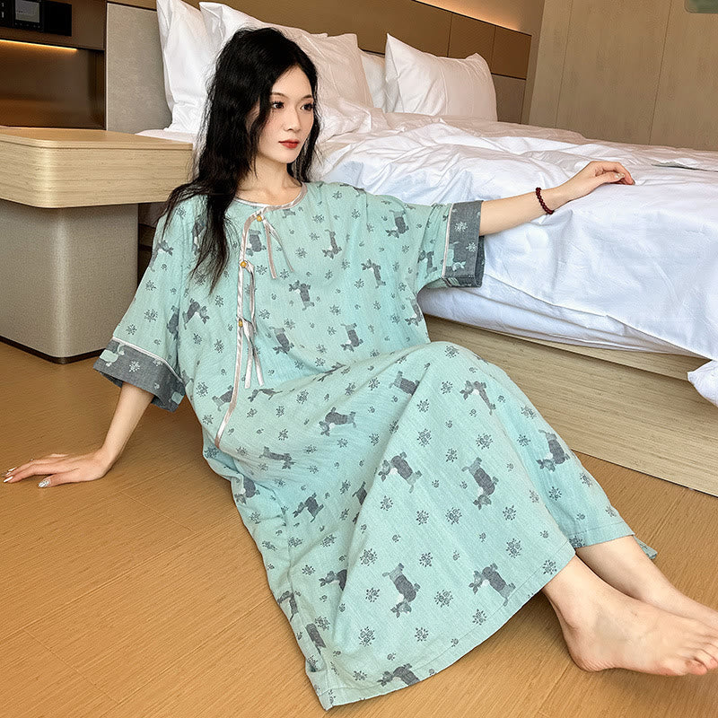 Plus Size Double Layer Cotton Nightgown  - image 1