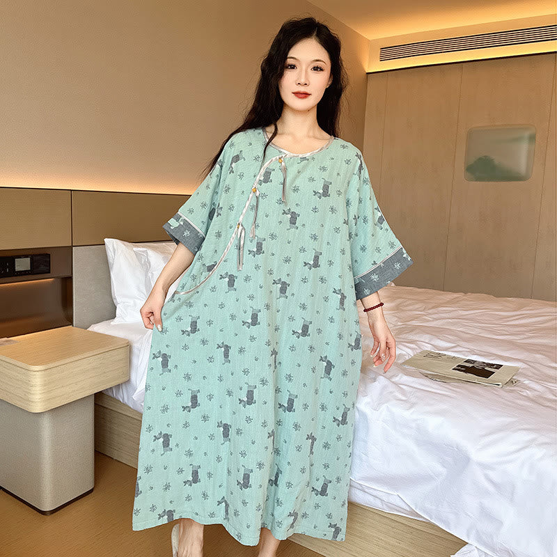 Plus Size Double Layer Cotton Nightgown  - image 3