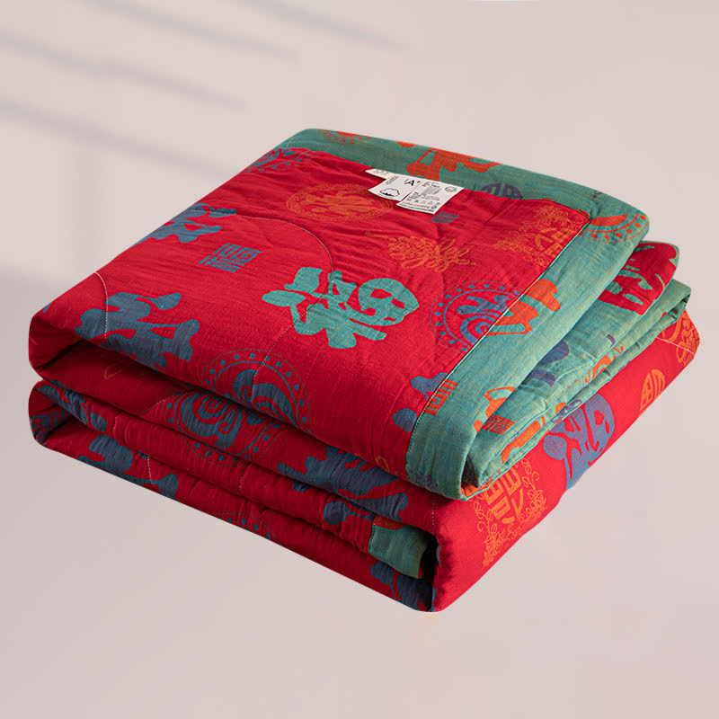 Retro Print Double-layer Cotton Summer Quilt