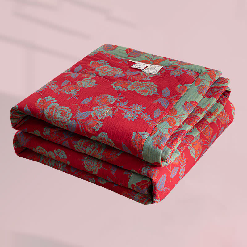 Retro Floral Double-layer Cotton Summer Quilt