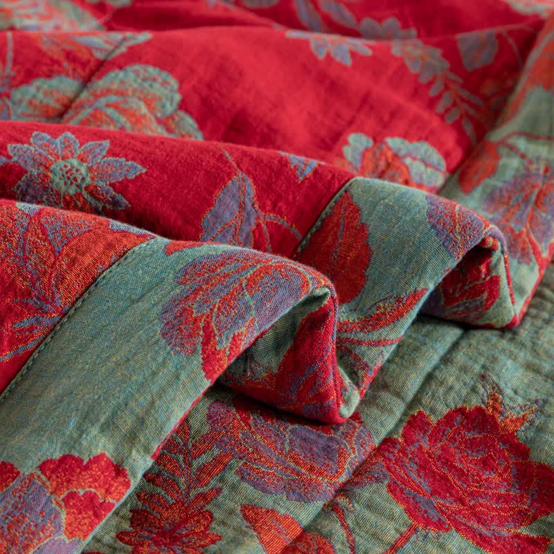 Retro Floral Double-layer Cotton Summer Quilt