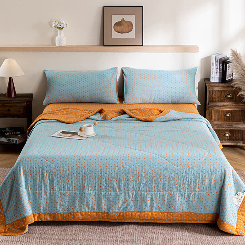 Polka Dot Print Double-layer Cotton Summer Quilt