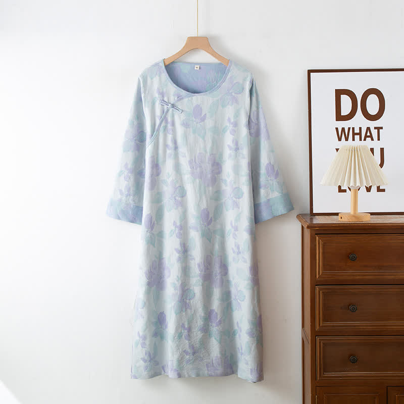 Vintage Yarn-dyed Cotton Round Neck Nightdress