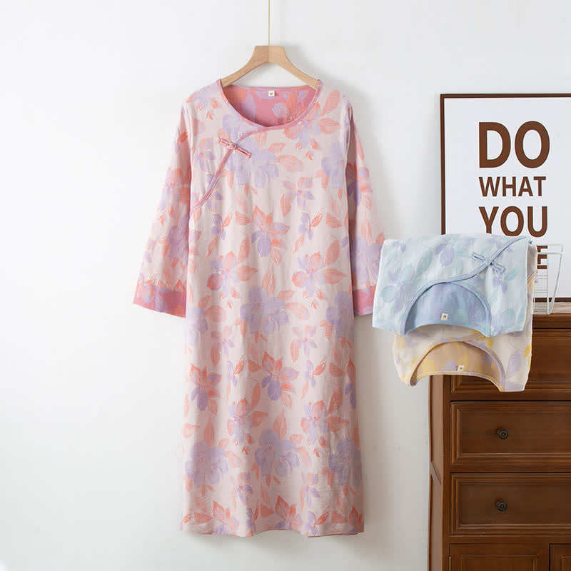 Vintage Yarn-dyed Cotton Round Neck Nightdress