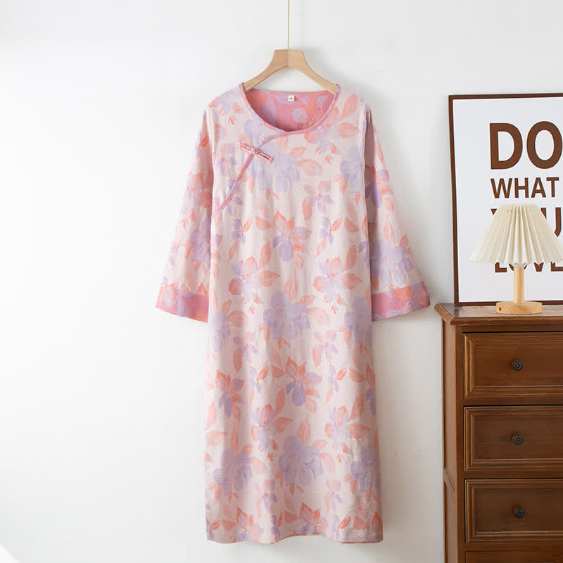 Vintage Yarn-dyed Cotton Round Neck Nightdress