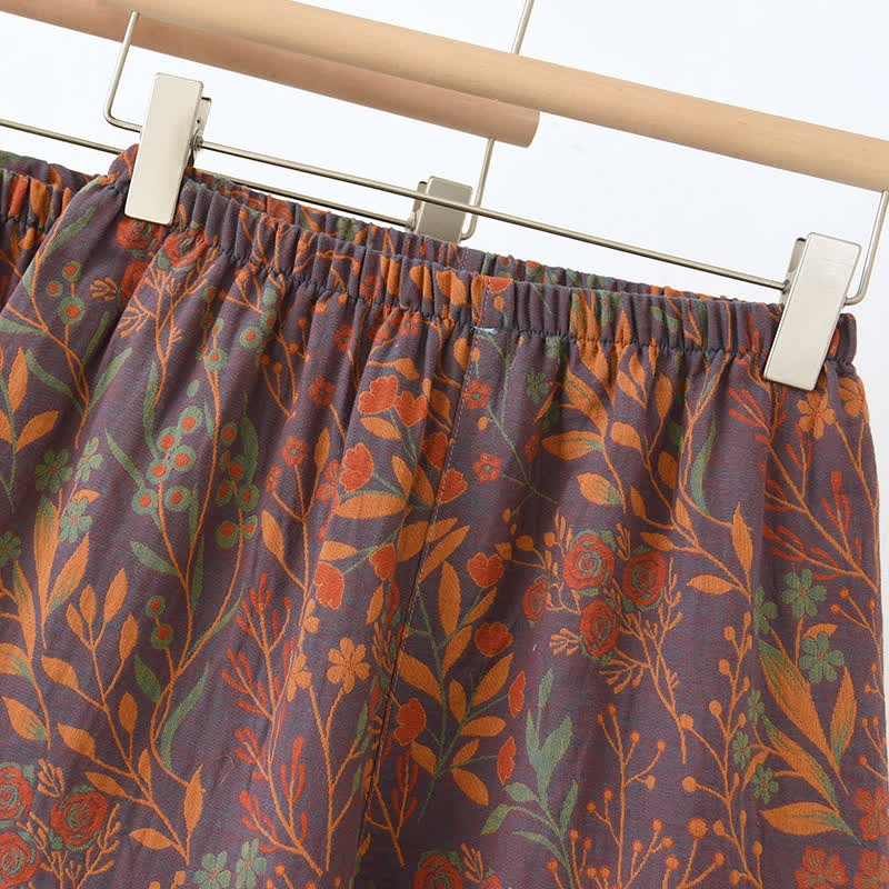 Jacquard Yarn-dyed Cotton Short-sleeved Loungewear Set(3PCS)