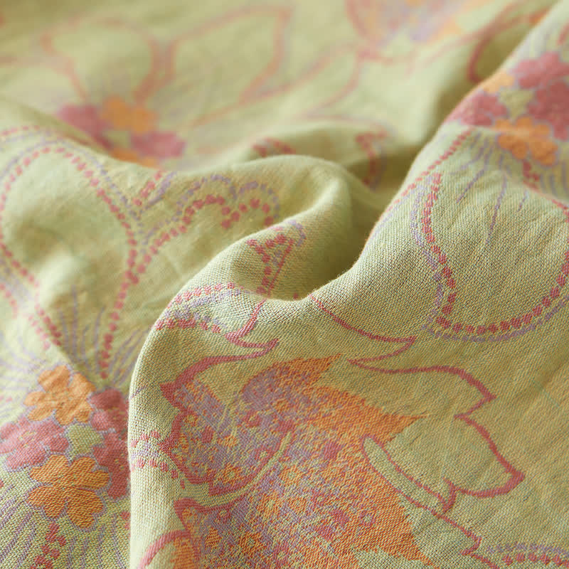 Fresh Floral Cotton Gauze Yarn-dyed Reversible Coverlet - image 7