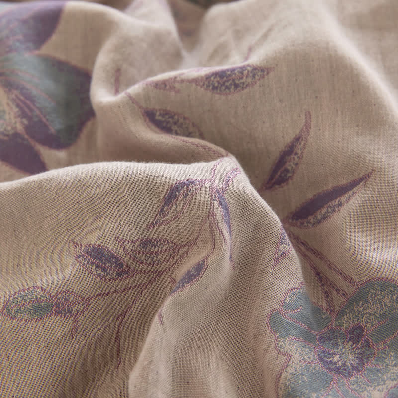 Floral Cotton Gauze Jacquard Reversible Coverlet