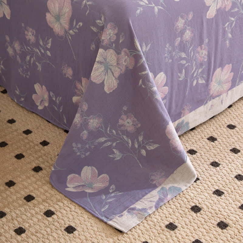 Floral Cotton Gauze Jacquard Reversible Coverlet