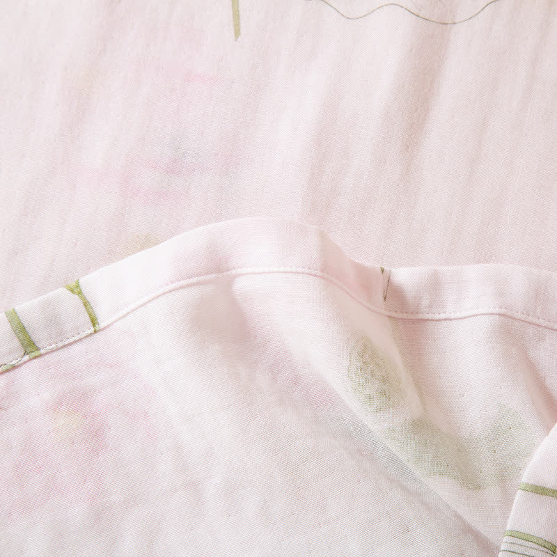 Round-neck Bamboo Fiber Lotus Pajama Set