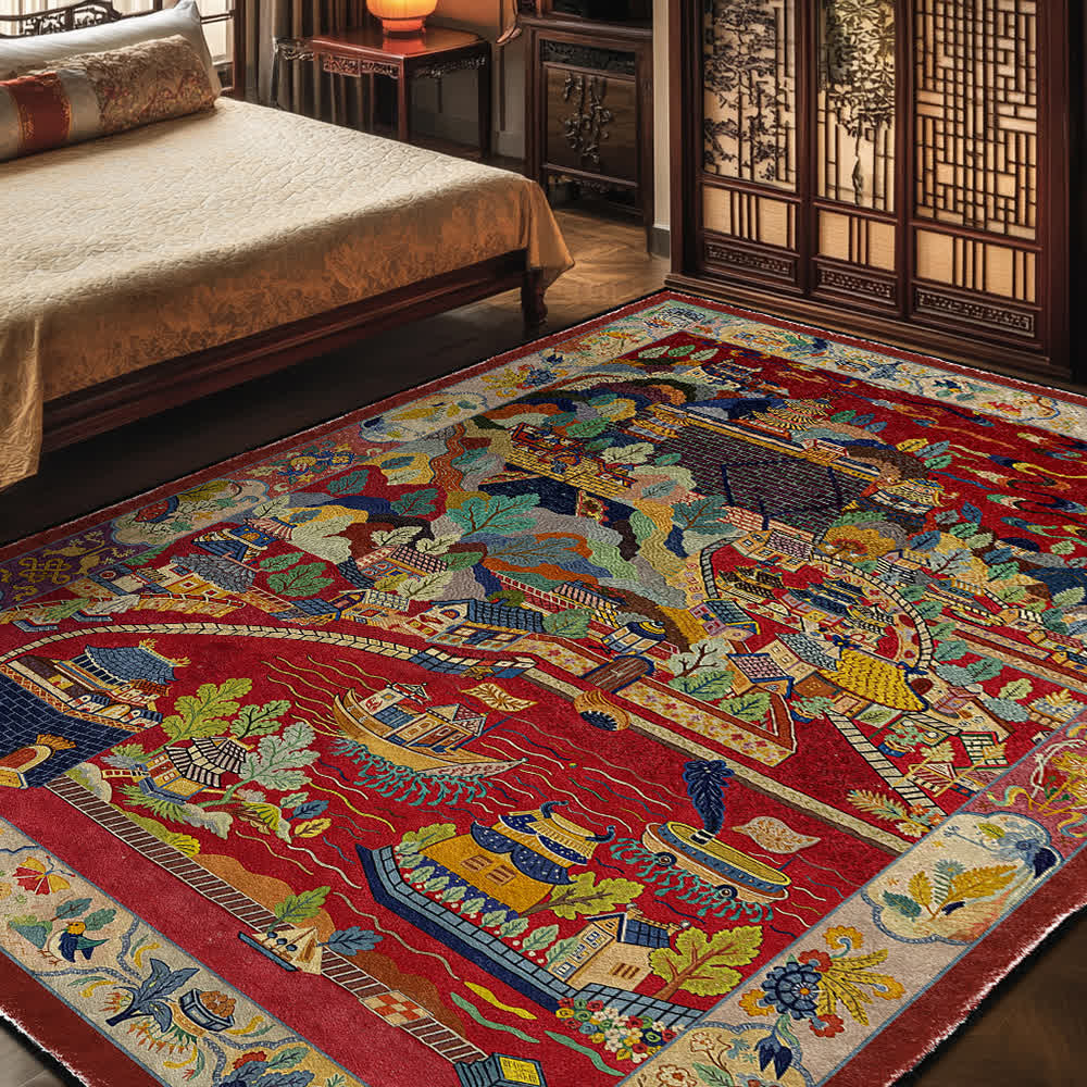 Oriental Landscape Foldable Anti-slip Area Rug