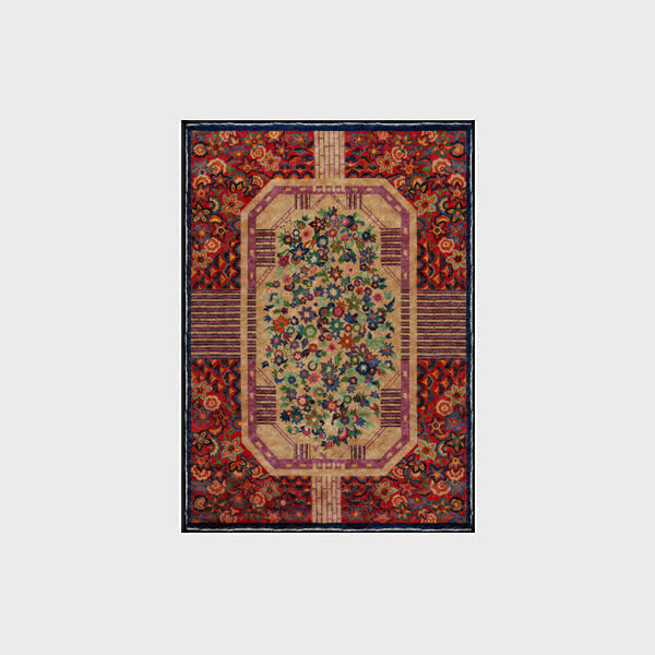 Anti-slip Foldable Vintage Floral Indoor Outdoor Rug