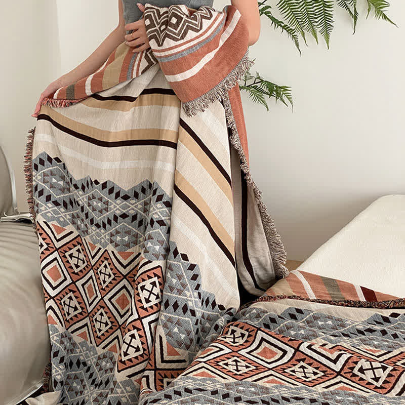 Ethnic Style Four-layer Cotton Gauze Tassel Quilt