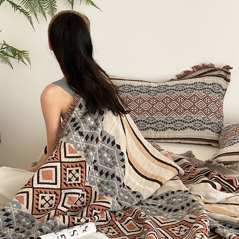 Ethnic Style Four-layer Cotton Gauze Tassel Quilt