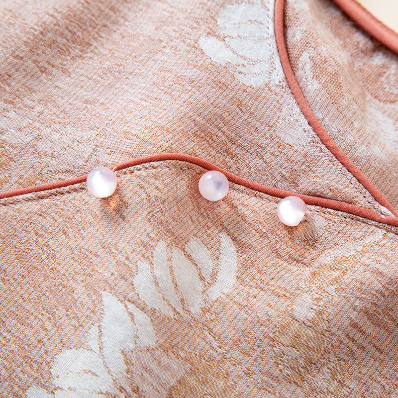 Yarn-dyed Cotton Vintage Jacquard Bead Button Loungewear