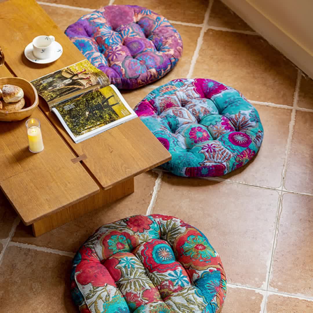 Bohemian Floral Decorative Comfy Floor Cushion