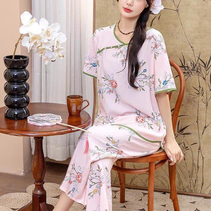 Rural Peony Summer Loungewear Set