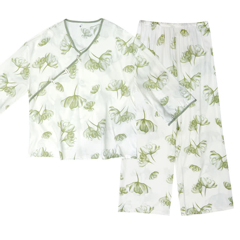 Knotted Buttons Refresh Floral Loungewear Set