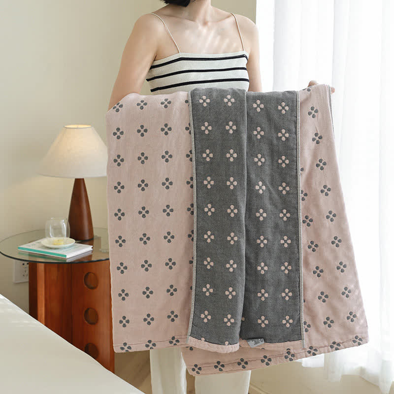 Four-leaf Clover Pure Cotton Gauze Reversible Quilt