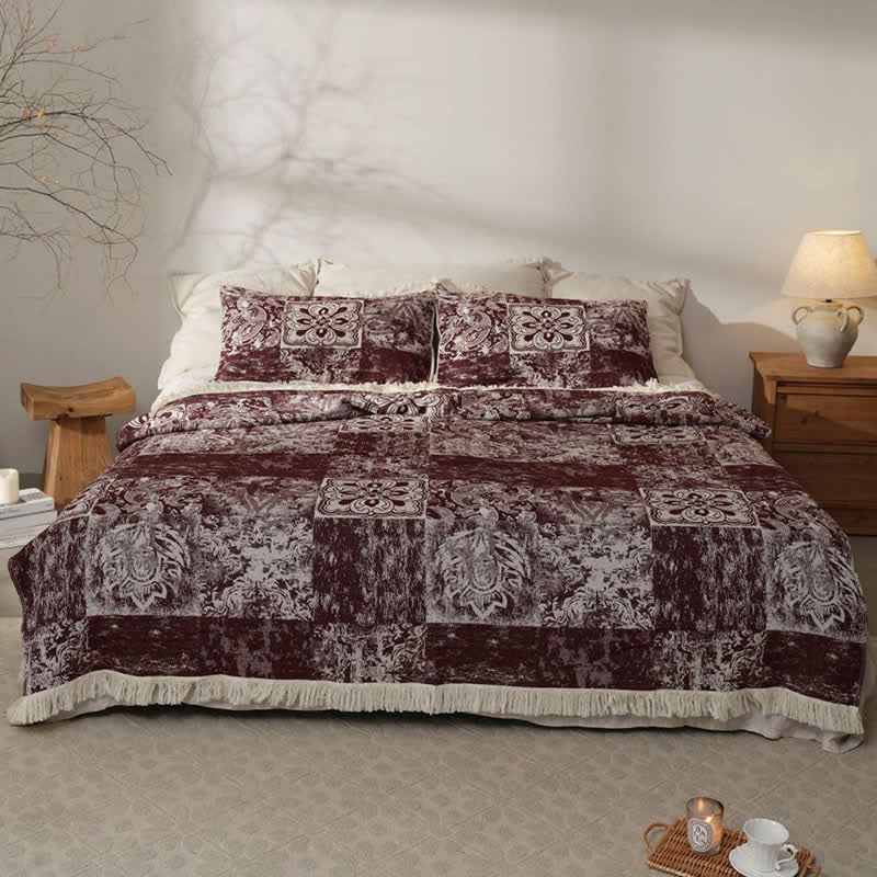 Ethnic Style Pure Cotton Gauze Soft Tassel Quilt