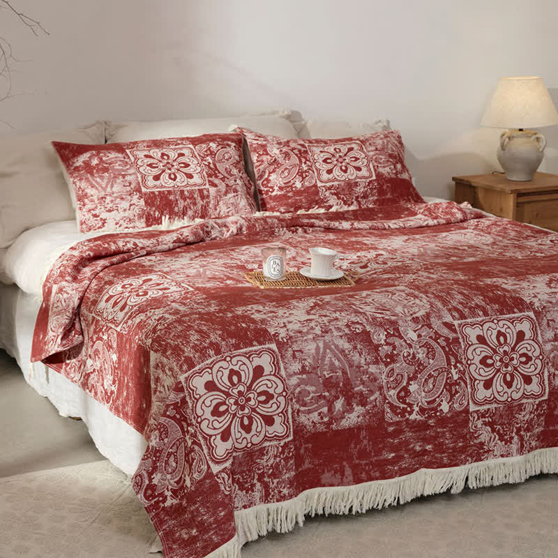 Ethnic Style Pure Cotton Gauze Soft Tassel Quilt