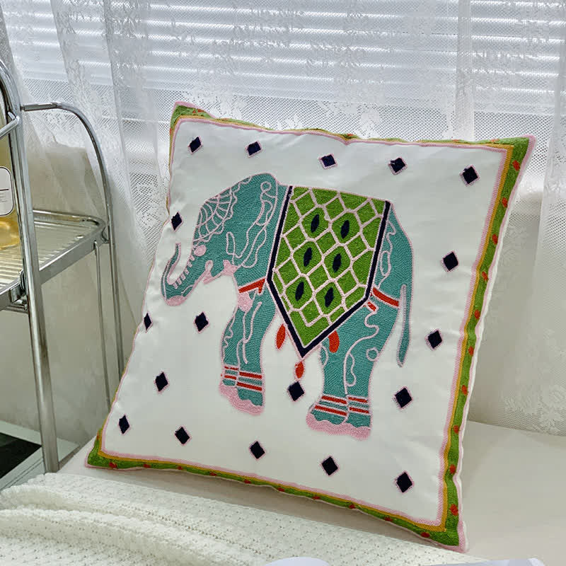 Ethnic Style Elephant Embroidery Pillowcase