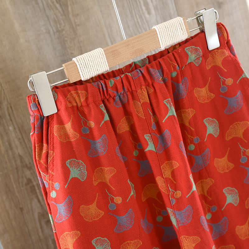 Ginkgo Leaf Cotton Jacquard Vintage Yarn-dyed Pajama Set