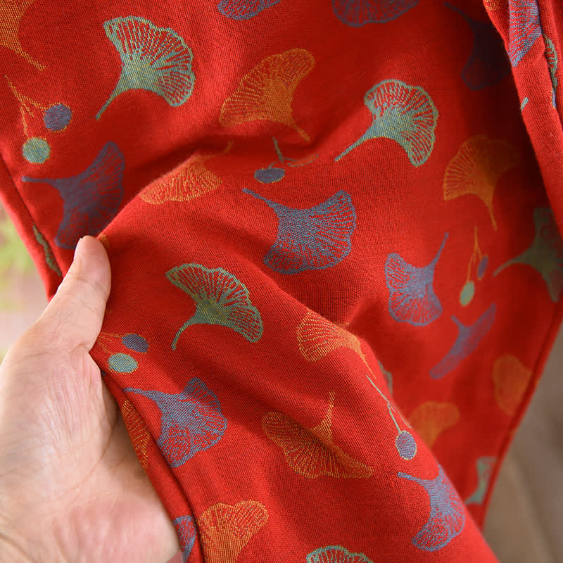 Ginkgo Leaf Cotton Jacquard Vintage Yarn-dyed Pajama Set
