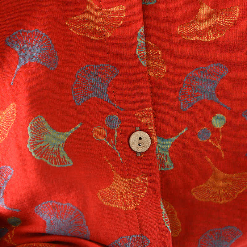 Ginkgo Leaf Cotton Jacquard Vintage Yarn-dyed Pajama Set