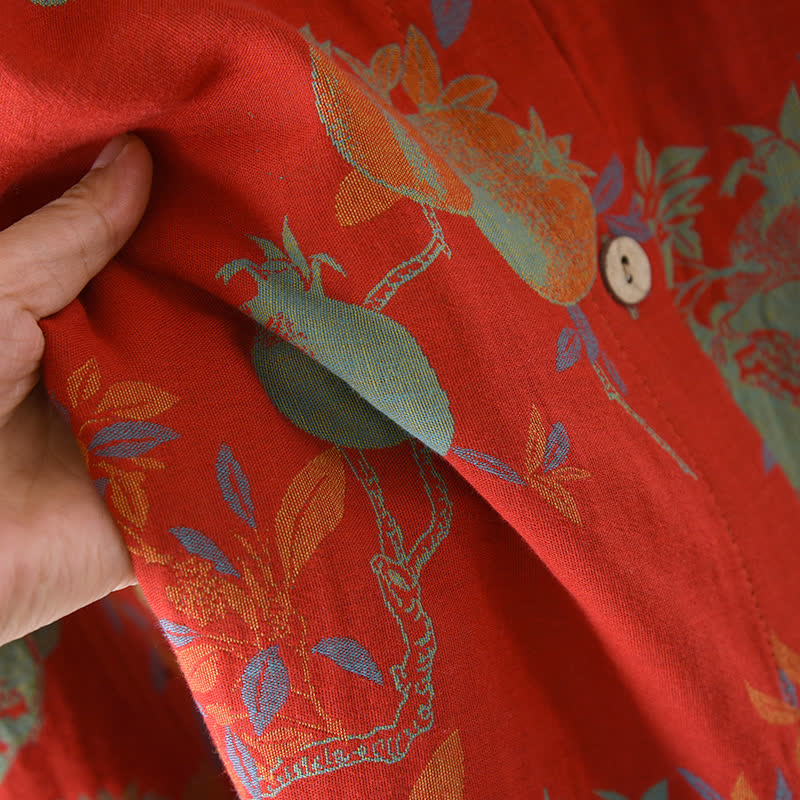 Pomegranate Flower Cotton Jacquard Vintage Yarn-dyed Pajama Set