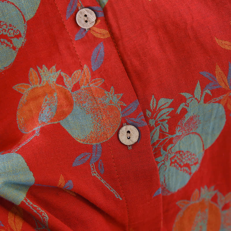 Pomegranate Flower Cotton Jacquard Vintage Yarn-dyed Pajama Set