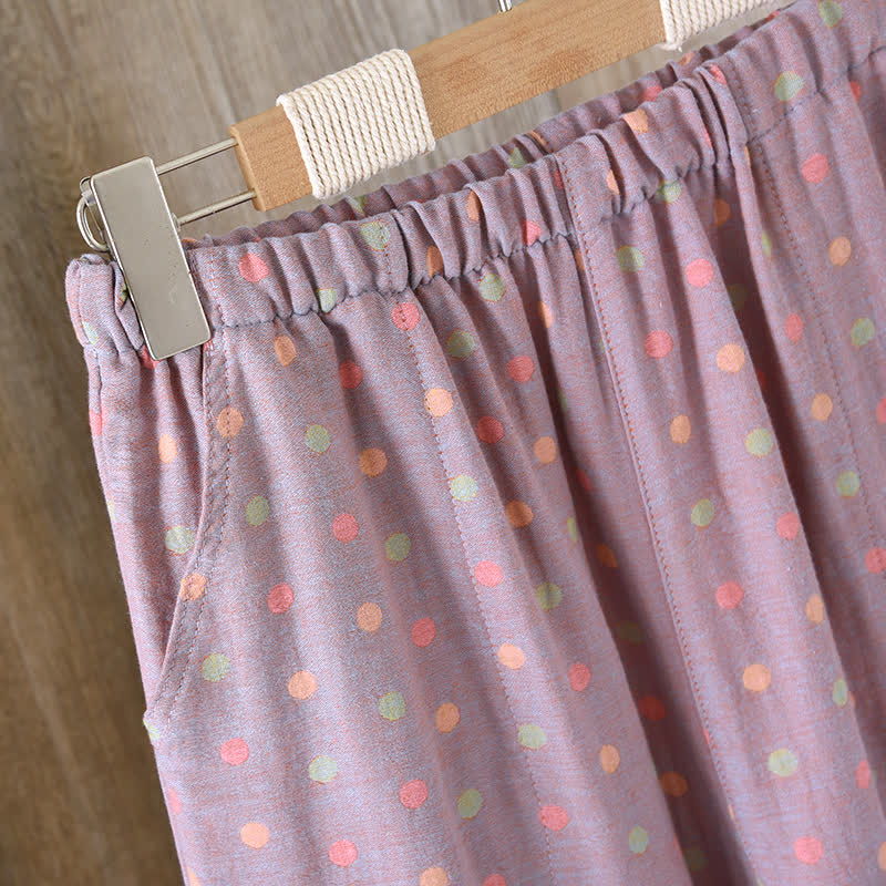 Colorful Circle Cotton Vintage Yarn-dyed Pajama Set