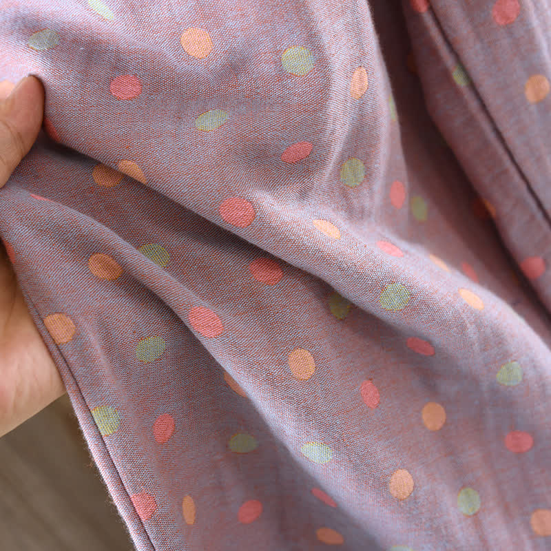 Colorful Circle Cotton Vintage Yarn-dyed Pajama Set