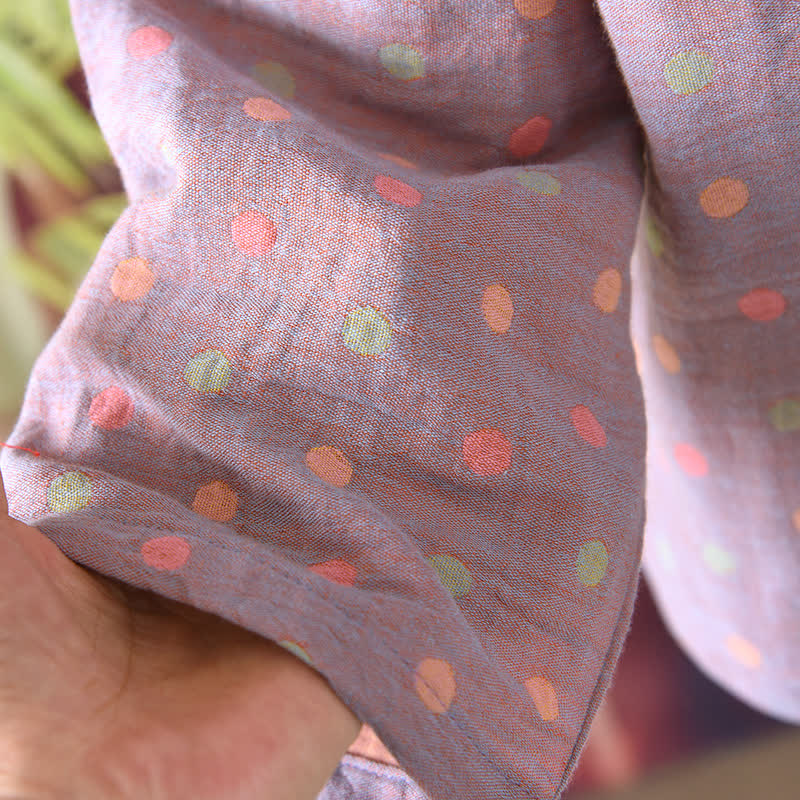 Colorful Circle Cotton Vintage Yarn-dyed Pajama Set